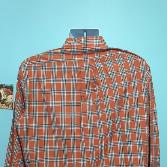 Daniel Cremieux Orange and White Plaid Shirt - Picture 3 of 6
